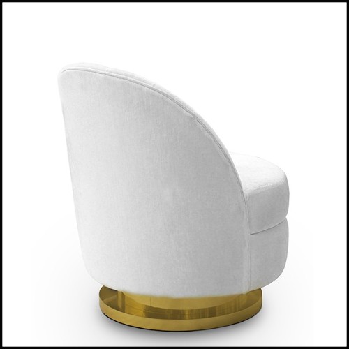 Armchair in solid wood with white velvet fabric 157-Stanford Swivel