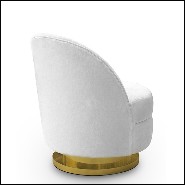 Armchair in solid wood with white velvet fabric 157-Stanford Swivel