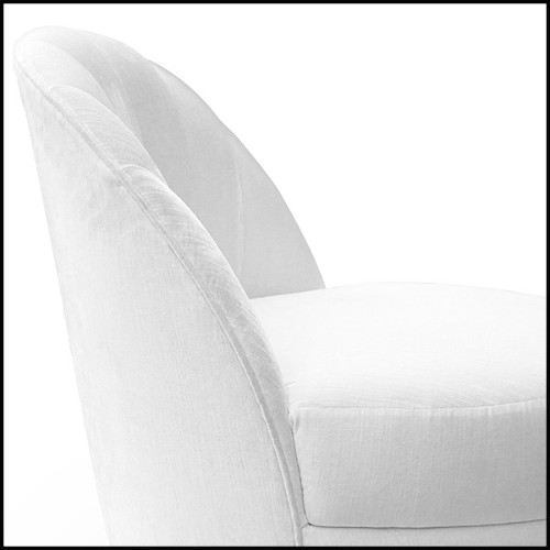 Armchair in solid wood with white velvet fabric 157-Stanford Swivel