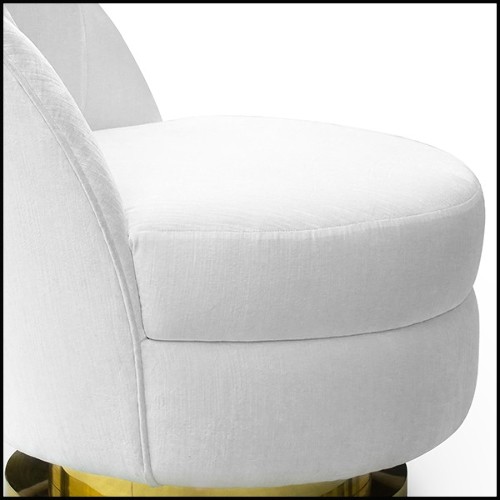 Armchair in solid wood with white velvet fabric 157-Stanford Swivel
