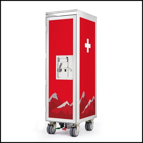 Trolley on wheels with lock option included 159-Switzerland Aircraft Bar