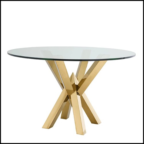 Dining Table in stainless steel in gold finish 24-Triumph Gold