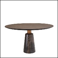 Dining table in stainless steel and leg in grey marble 24-Genova