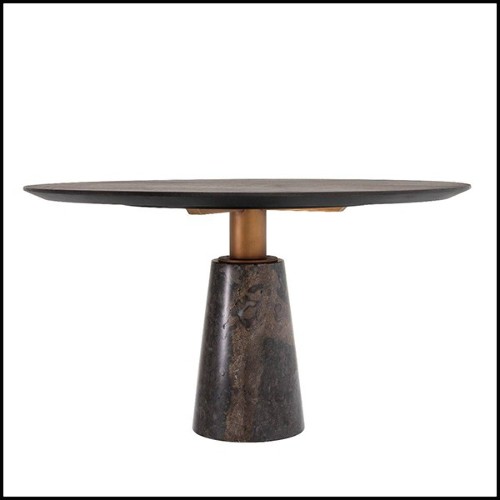 Dining table in stainless steel and leg in grey marble 24-Genova