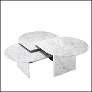 Coffee table in solid white marble 24-Naples Set of 3
