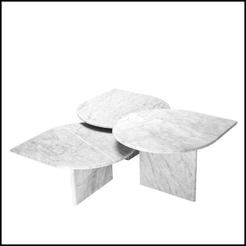 Table basse en marbre massif blanc 24-Naples Set of 3
