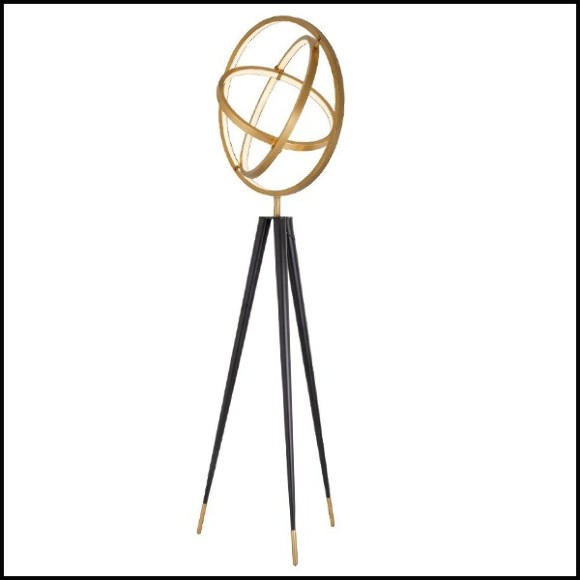 Floor Lamp in antique brass finish and legs in black finish 24-Cassini