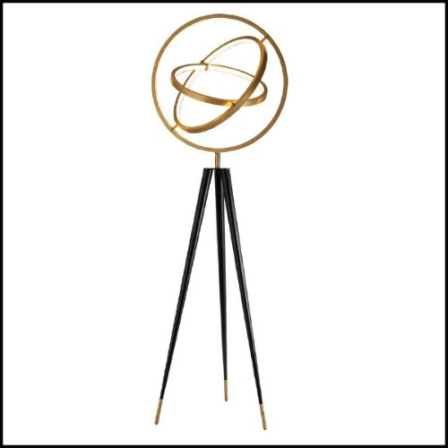 Lampadaire en laiton finition antique et pieds finition noir 24-Cassini