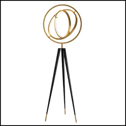 Floor Lamp in antique brass finish and legs in black finish 24-Cassini
