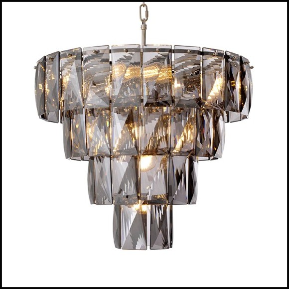 Chandelier finition nickel et verre cristal 24-Amazone S