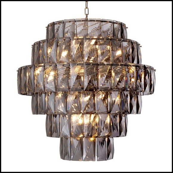 Chandelier finition nickel et verre cristal 24-Amazone L