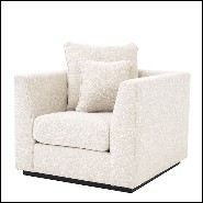 Sofa with velvet fabric in Bouclé Cream finish and base in black finish 24-Taylor Bouclé Cream