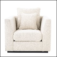 Sofa with velvet fabric in Bouclé Cream finish and base in black finish 24-Taylor Bouclé Cream