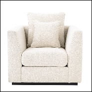 Sofa with velvet fabric in Bouclé Cream finish and base in black finish 24-Taylor Bouclé Cream