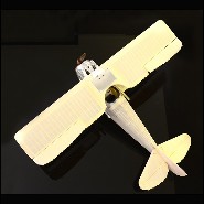 Avion 113 - Old Charles - Vintage-style wooden aircraft, cotton-covered, decorative piece, handmade - Pacific Compagnie.