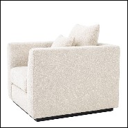 Sofa with velvet fabric in Bouclé Cream finish and base in black finish 24-Taylor Bouclé Cream