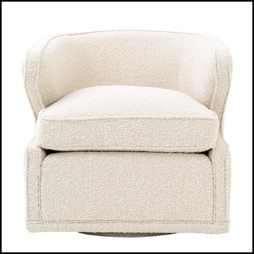 Fauteuil avec tissu velours coloris Bouclé Cream et base pivotante 24-Dorset Bouclé Cream