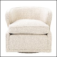 Armchair with velvet fabric in Bouclé Cream finish and swivel base 24-Dorset Bouclé Cream