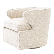 Armchair with velvet fabric in Bouclé Cream finish and swivel base 24-Dorset Bouclé Cream