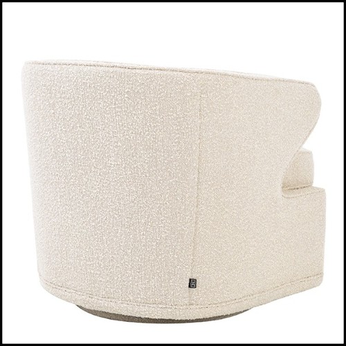 Fauteuil avec tissu velours coloris Bouclé Cream et base pivotante 24-Dorset Bouclé Cream