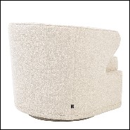Armchair with velvet fabric in Bouclé Cream finish and swivel base 24-Dorset Bouclé Cream