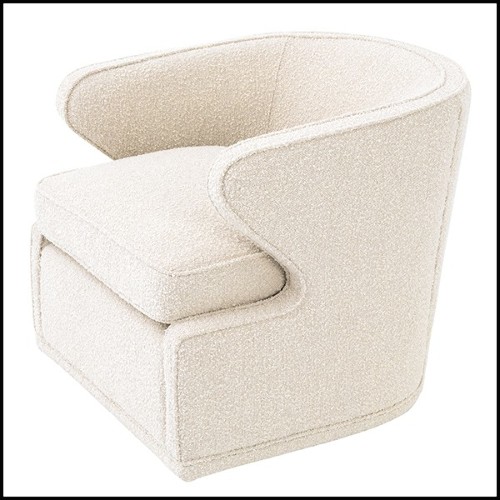 Fauteuil avec tissu velours coloris Bouclé Cream et base pivotante 24-Dorset Bouclé Cream