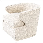 Armchair with velvet fabric in Bouclé Cream finish and swivel base 24-Dorset Bouclé Cream