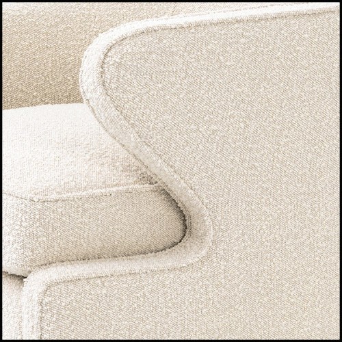 Armchair with velvet fabric in Bouclé Cream finish and swivel base 24-Dorset Bouclé Cream