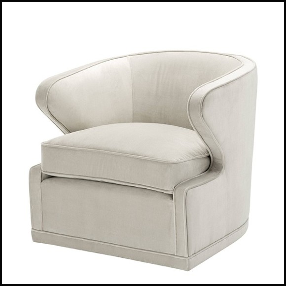 Armchair with velvet fabric in Pebble Grey and swivel base 24-Dorset Pebble Grey