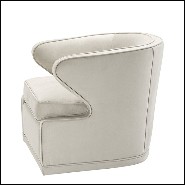 Armchair with velvet fabric in Pebble Grey and swivel base 24-Dorset Pebble Grey