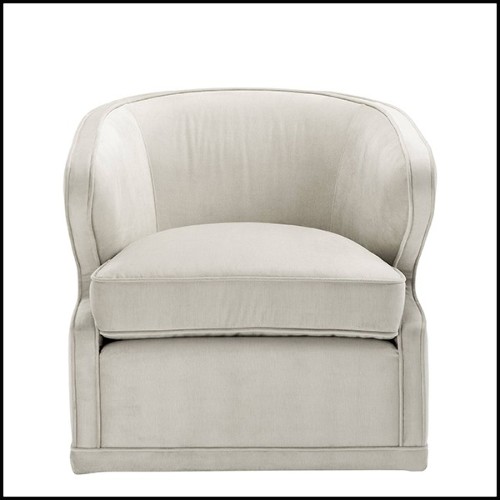 Armchair with velvet fabric in Pebble Grey and swivel base 24-Dorset Pebble Grey