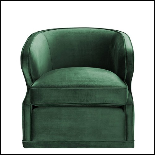 Armchair with velvet fabric in Roche Green finish and with swivel base 24-Dorset Roche Green