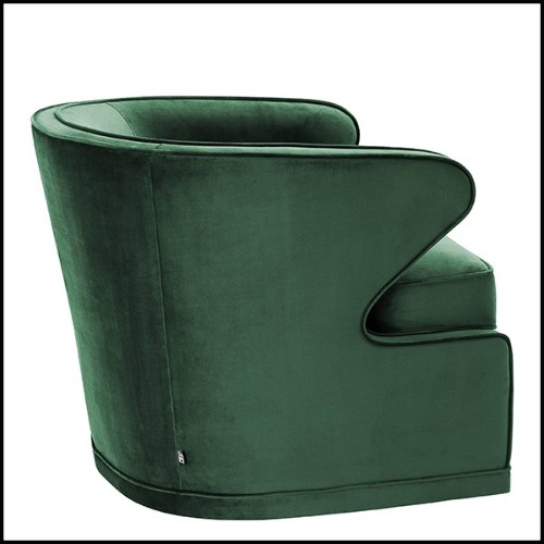 Armchair with velvet fabric in Roche Green finish and with swivel base 24-Dorset Roche Green