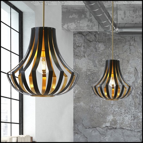 Suspension in solid brass and inside in matte gold finish 165-Basie