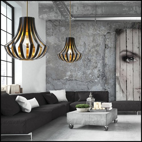 Suspension en laiton massif et avec intérieur en finition gold matte 165-Basie