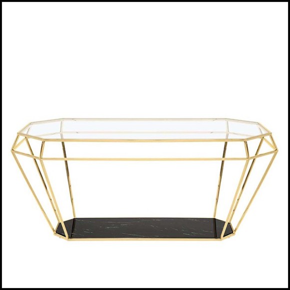 Dining Table in gold finish with black marble top 162-Talisma