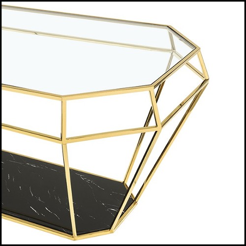 Dining Table in gold finish with black marble top 162-Talisma