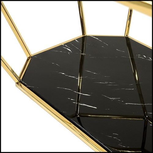 Table de repas finition gold avec plateau en marbre noir 162-Talisma