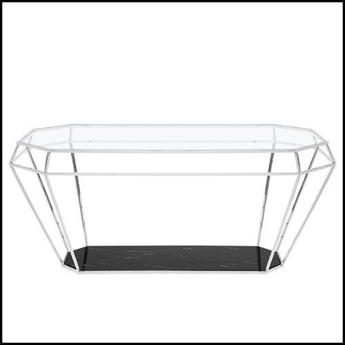 Dining Table in gold finish with black marble top 162-Talisma