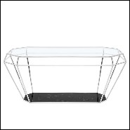 Table de repas finition gold avec plateau en marbre noir 162-Talisma