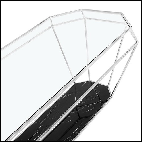 Dining Table in gold finish with black marble top 162-Talisma