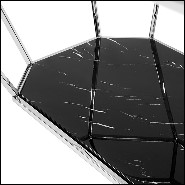 Table de repas finition gold avec plateau en marbre noir 162-Talisma