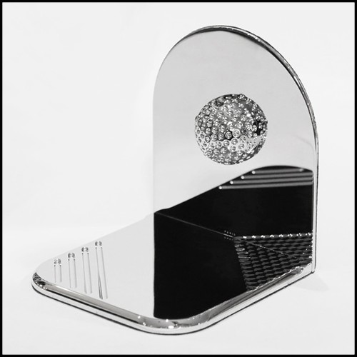 Bookends in solid bronze in mirror finish PC-White Bronze Golfer Set of 2