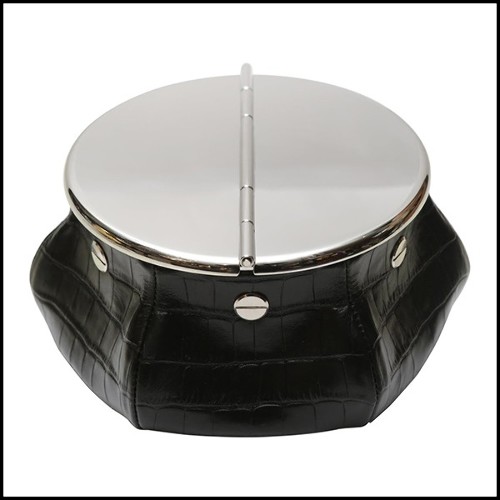 Ashtray with black crocodile finish printed 189-Black Croco 2 Cigars Yachting