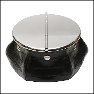 Cendrier avec cuir de veau avec motif croco finition black imprimé 189-Black Croco 2 Cigars Yachting