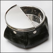 Cendrier avec cuir de veau avec motif croco finition black imprimé 189-Black Croco 2 Cigars Yachting