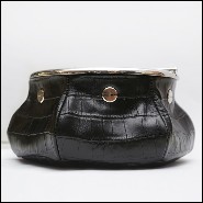 Cendrier avec cuir de veau avec motif croco finition black imprimé 189-Black Croco 2 Cigars Yachting