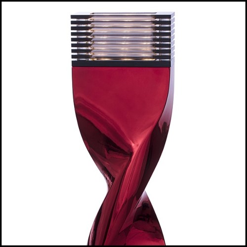 Table Lamp in casted aluminium in crafted red chrome finish 184-Bow Tie Alu Red XL or L