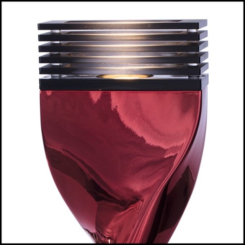 Table Lamp in casted aluminium in crafted red chrome finish 184-Bow Tie Alu Red XL or L