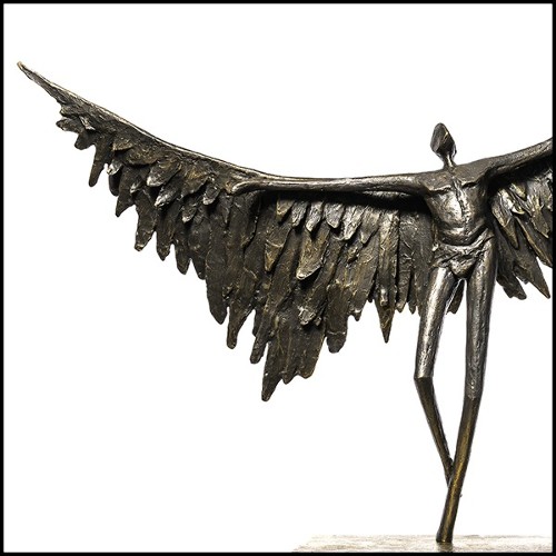 Sculpture en bronze massif sur base polie 190-Icar